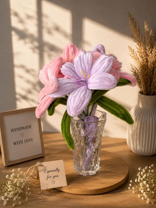 Handmade Chenille Lily Bouquet