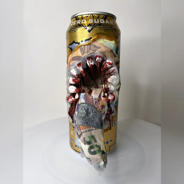 Golden Monster Can Sculpture
