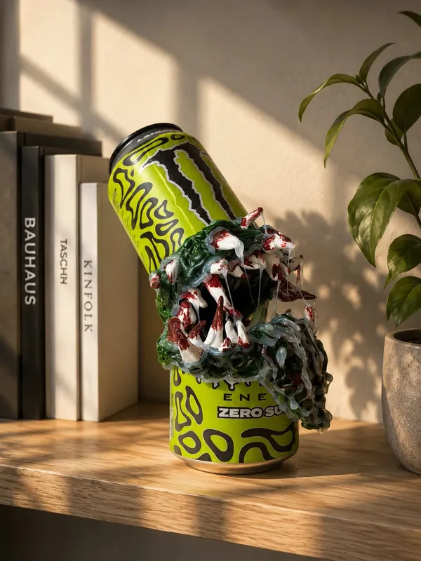 Neon Monster Can Sculpture